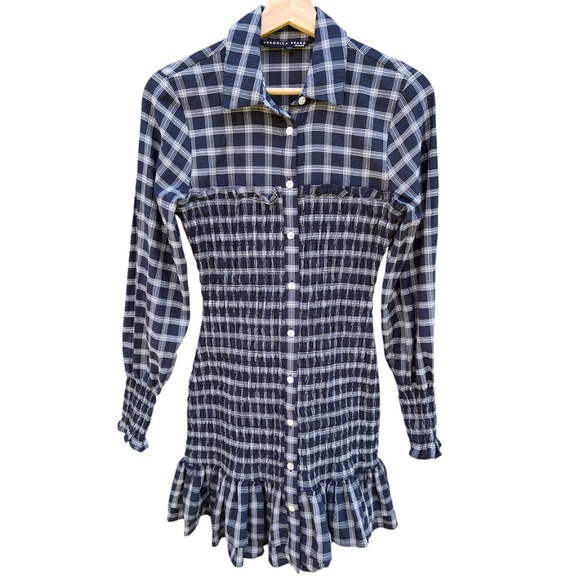 Veronica Beard Kelsey Smocked Check Dress - Picture 5 of 12